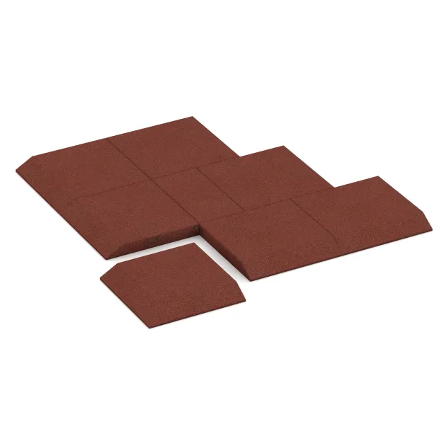 Typische Verlegung oder Einbausituation für den Artikel 0486 von WARCO - Corner tile (two chamfered sides), Farbton Brick red in der Abmessung 500 x 500 x 65 mm.