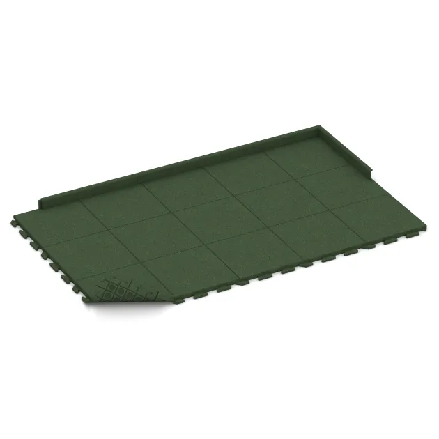 Typische Verlegung oder Einbausituation für den Artikel 1406 von WARCO - Fitness Floor Rubber Tiles Classic, Farbton Grass Green in der Abmessung 500 x 500 x 40 mm.