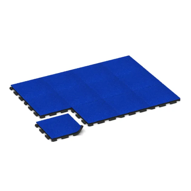 Typische Verlegung oder Einbausituation für den Artikel 1245 von WARCO - Fitness Turf Tile, Farbton Blue Artificial Grass in der Abmessung 500 x 500 x 30 mm.