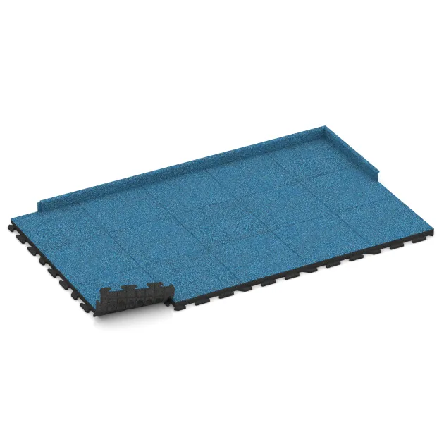 Typische Verlegung oder Einbausituation für den Artikel 1468 von WARCO - Fitness Floor Rubber Tiles Classic, Farbton Atlantic in der Abmessung 500 x 500 x 50 mm.