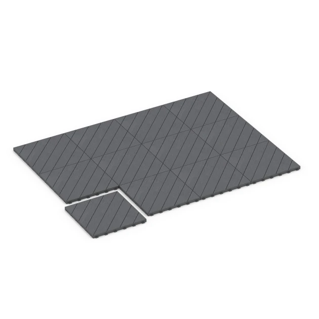 Typische Verlegung oder Einbausituation für den Artikel 6326 von WARCO - Herringbone – Deck Tile, Farbton Silver Grey in der Abmessung 38,5 x 38,5 x 2 cm.