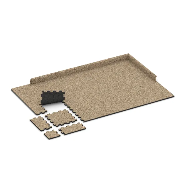 Typische Verlegung oder Einbausituation für den Artikel 5740 von WARCO - Exhibition floor interlocking tile, Farbton Travertine in der Abmessung 306 x 306 x 20 mm.