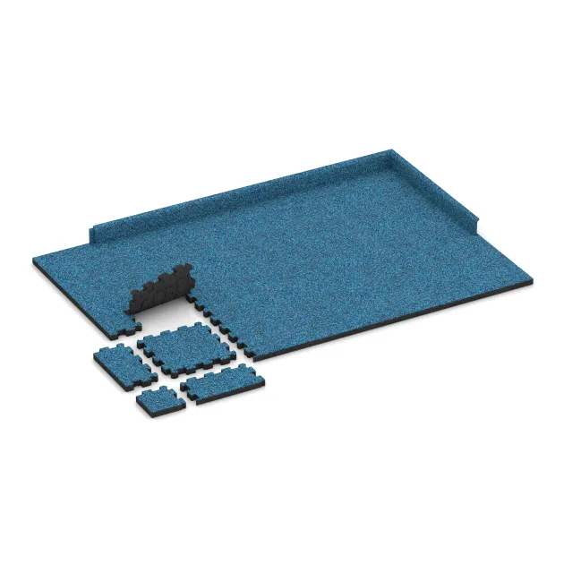 Typische Verlegung oder Einbausituation für den Artikel 5420 von WARCO - Rubber click tile, Farbton Atlantic in der Abmessung 306 x 306 x 30 mm.