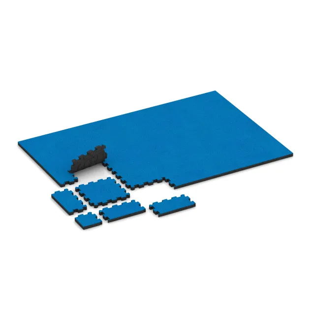 Typische Verlegung oder Einbausituation für den Artikel 4257 von WARCO - Rubber click tile, Farbton Sky Blue in der Abmessung 306 x 306 x 30 mm.