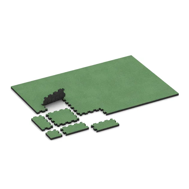 Typische Verlegung oder Einbausituation für den Artikel 4255 von WARCO - Rubber click tile, Farbton Pale Green in der Abmessung 306 x 306 x 30 mm.