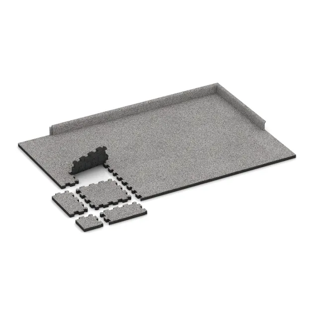 Typische Verlegung oder Einbausituation für den Artikel 4456 von WARCO - Rubber click tile, Farbton Grey Melange in der Abmessung 306 x 306 x 30 mm.