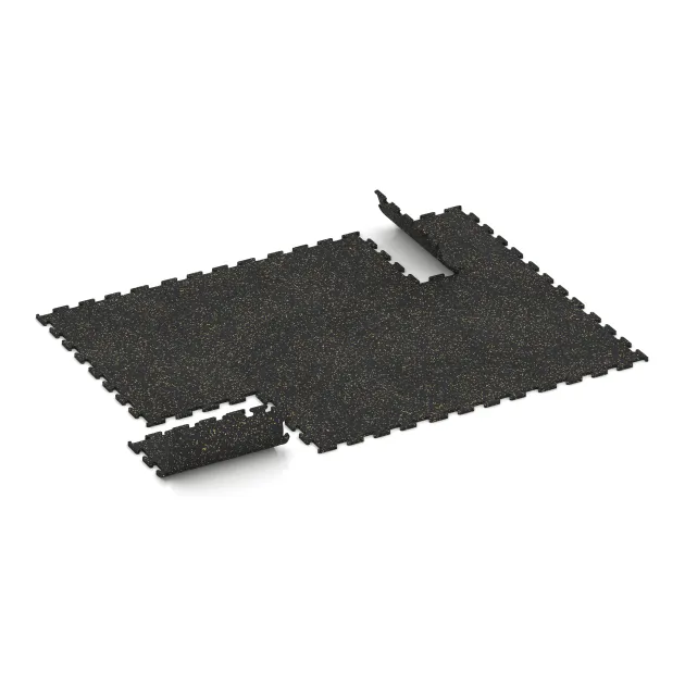 Typische Verlegung oder Einbausituation für den Artikel 3768 von WARCO - Fitness Performance Elite Training Floor, Farbton Light Yellow Speckled in der Abmessung 500 x 500 x 15 mm.