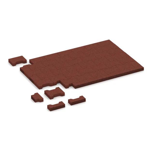Typische Verlegung oder Einbausituation für den Artikel 4460 von WARCO - Rubber H-block paving, Farbton Brick red in der Abmessung 200 x 165 x 43 mm.