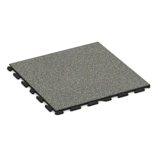 Foto der hinteren Seite vom unsymmetrischen WARCO-Formteil 1571: Playground flooring, Design Gray Granite, Maße 1000 x 1000 x 30 mm.