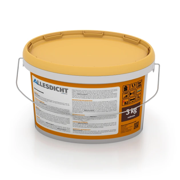 Foto der hinteren Seite vom unsymmetrischen WARCO-Formteil 0034: ALLESDICHT – Waterproofing Coating, Design Auburn, Maße 3 kg | 0,9 m².