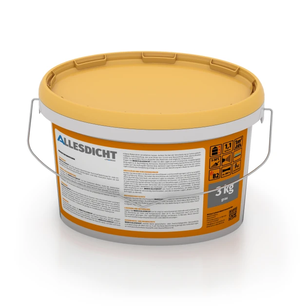 Foto der hinteren Seite vom unsymmetrischen WARCO-Formteil 0033: ALLESDICHT – Waterproofing Coating, Design Grey, Maße 3 kg | 0,9 m².
